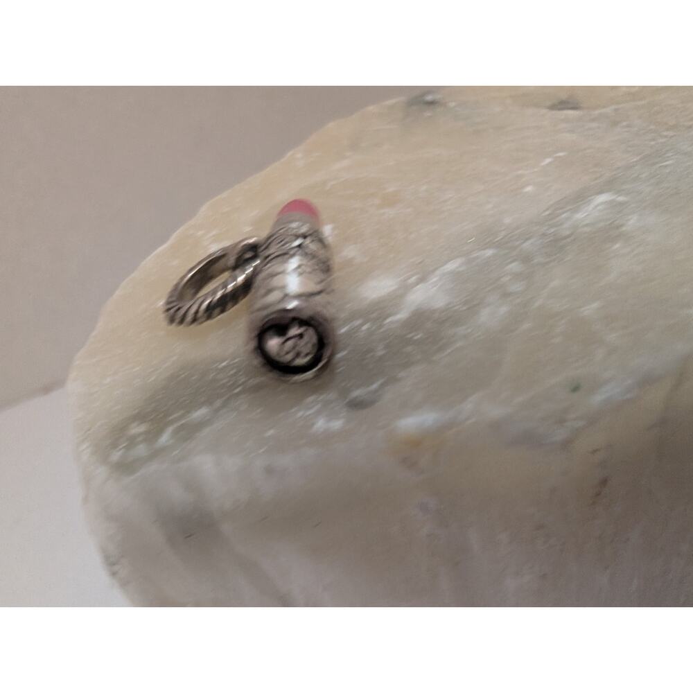 Brighton Lipstick Charm Silver Tone Pink Rhinestone Heart Design Swavorski RARE - Picture 3 of 4